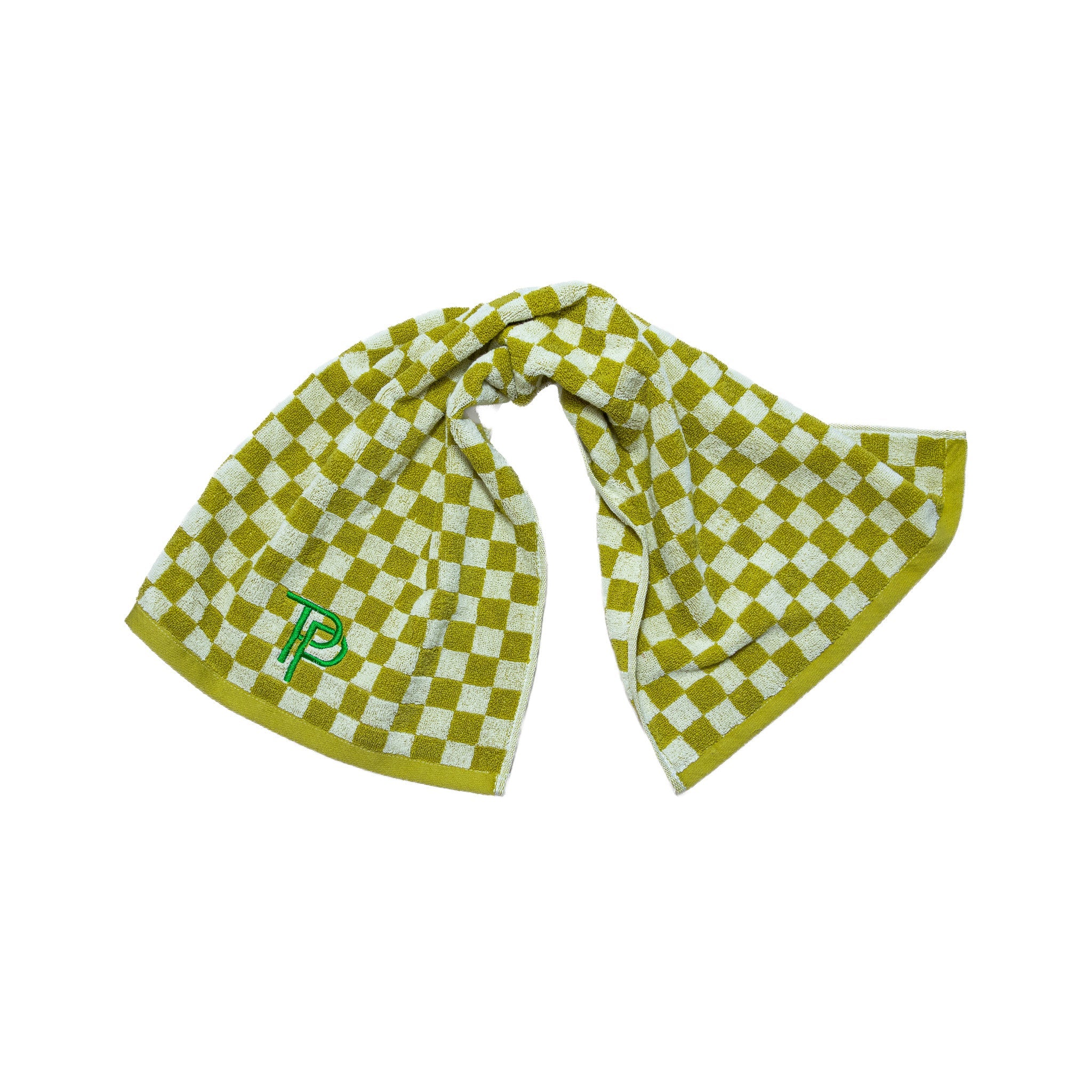 Fescue checkered golf towel folded showing soft cotton texture — Three Putt Par
