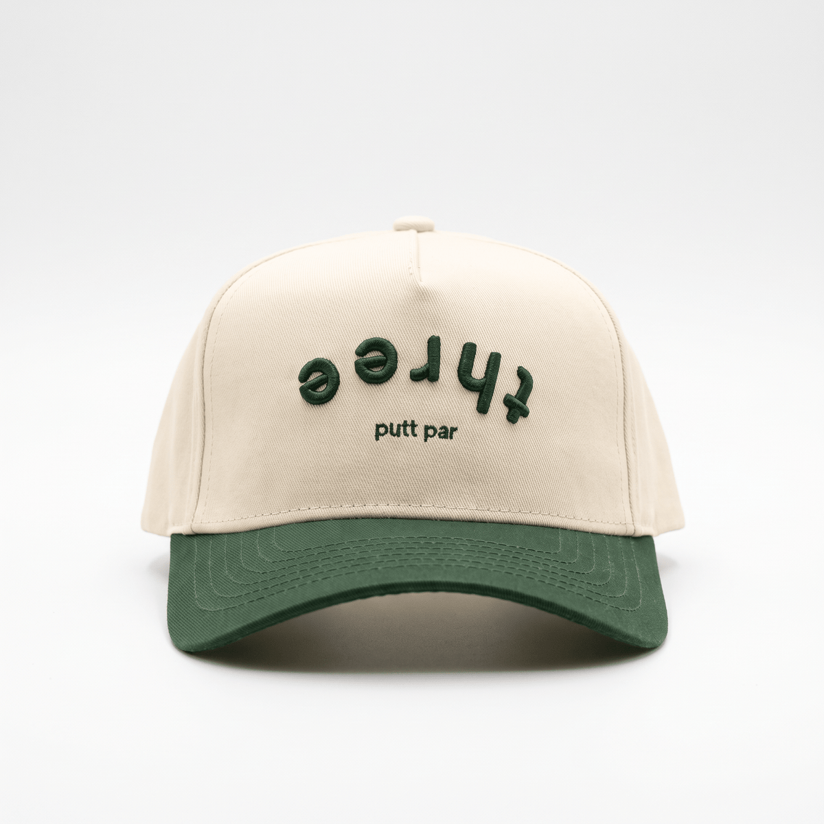 Three Putt Snapback | Cream w/ Green Brim - Three Putt Par