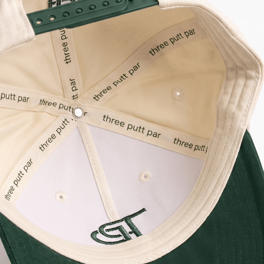 Three Putt Snapback | Cream w/ Green Brim - Three Putt Par