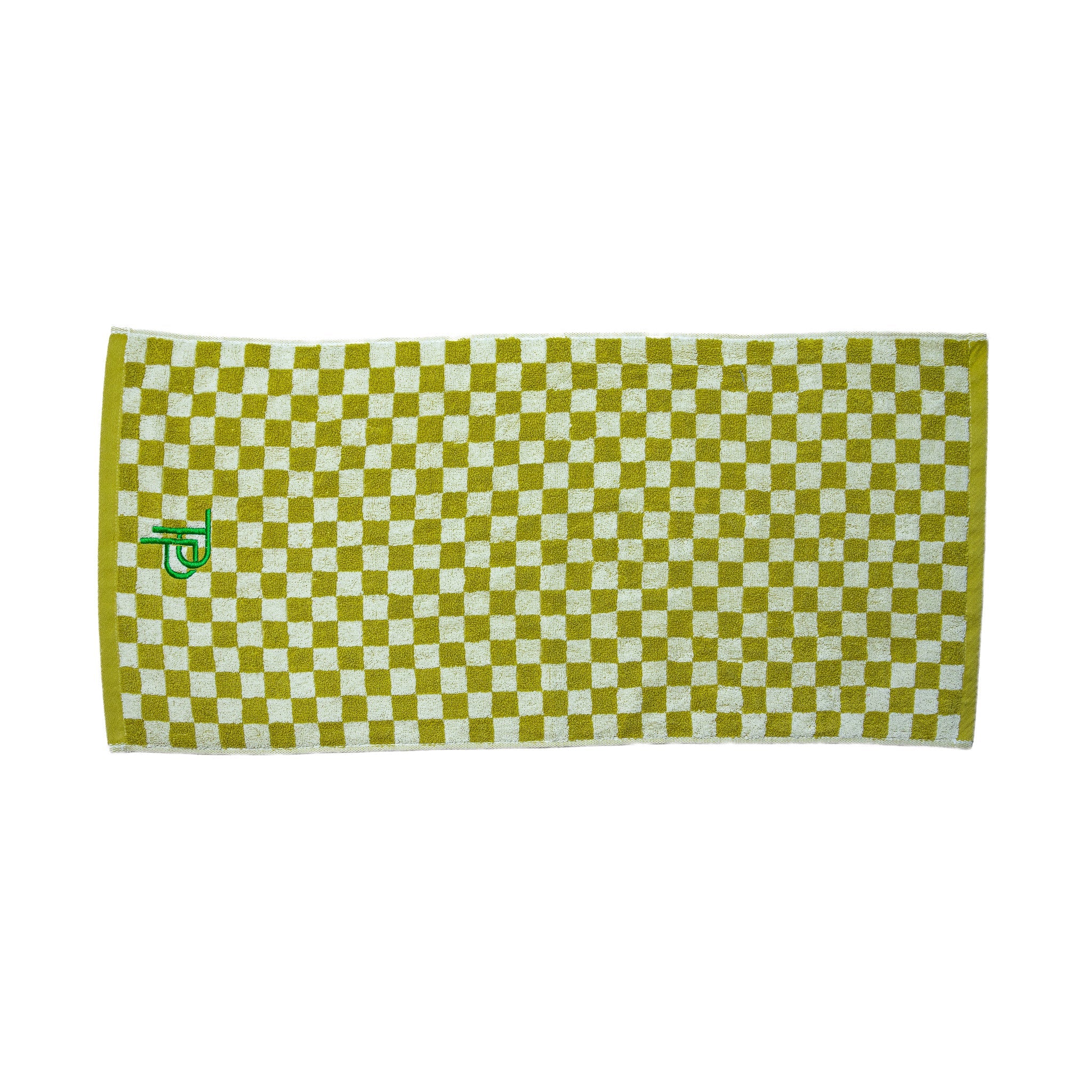 Fescue checkered golf towel clipped to golf bag — Three Putt Par